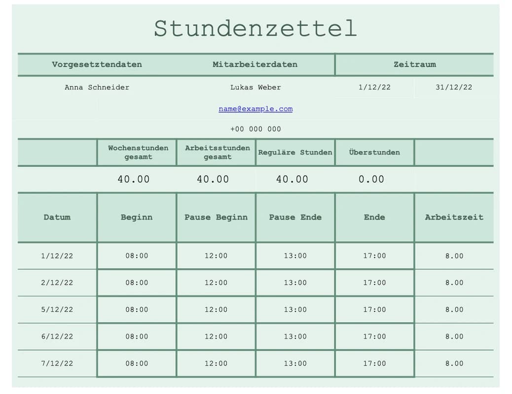 Vorschau der detaillierten Excel-Vorlage für Stunden nach Projekt oder Aufgabe