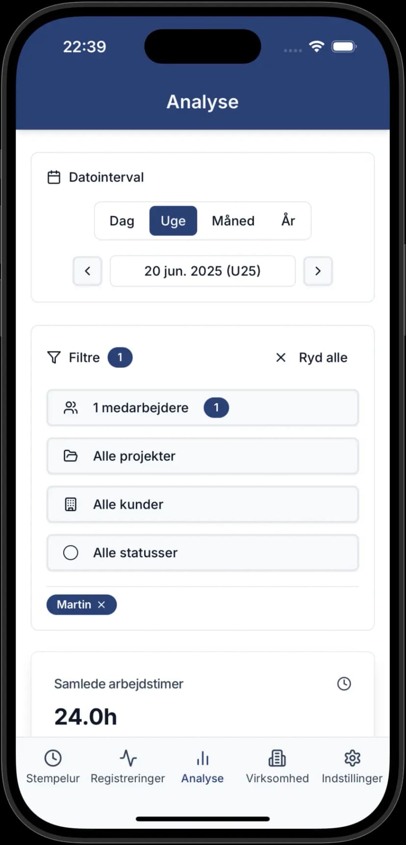 Voller Überblick über Arbeitsstunden